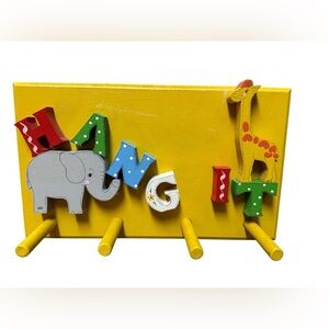 Vintage Kids Baby Wooden Coat Rack Hooks “Hang It”